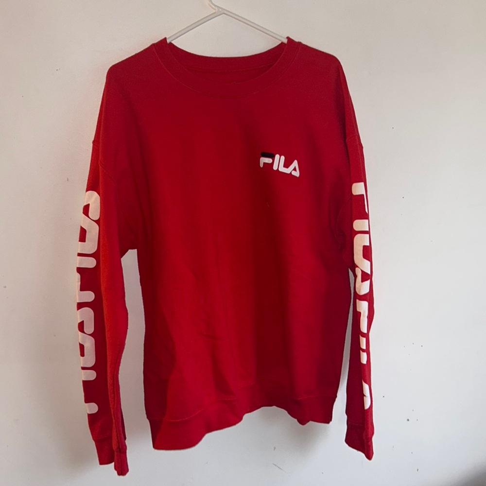 red fila crewneck red crew neck